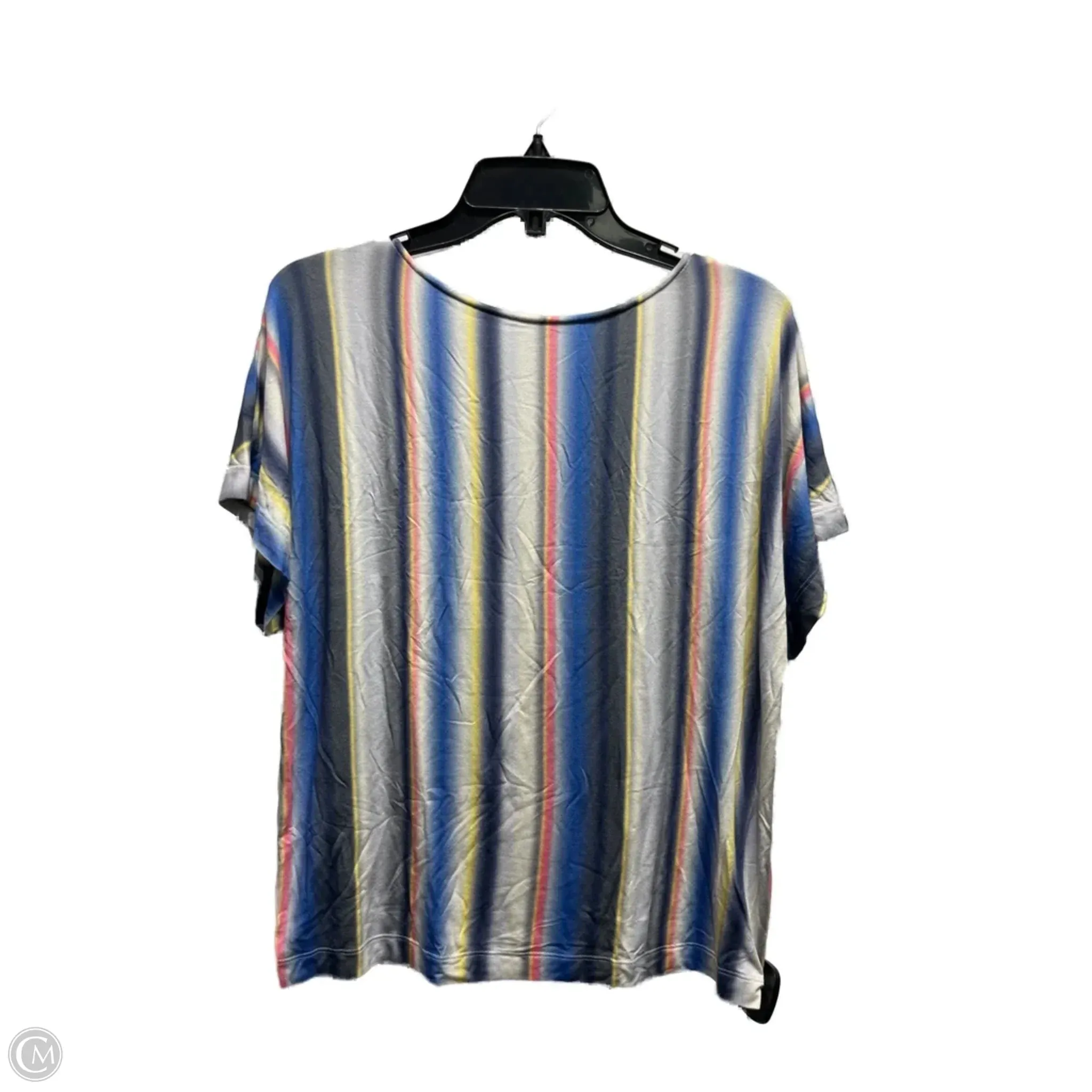 Perfect Design Top Short Sleeve Designer By St John Collection In Blue & Yellow, Size: S