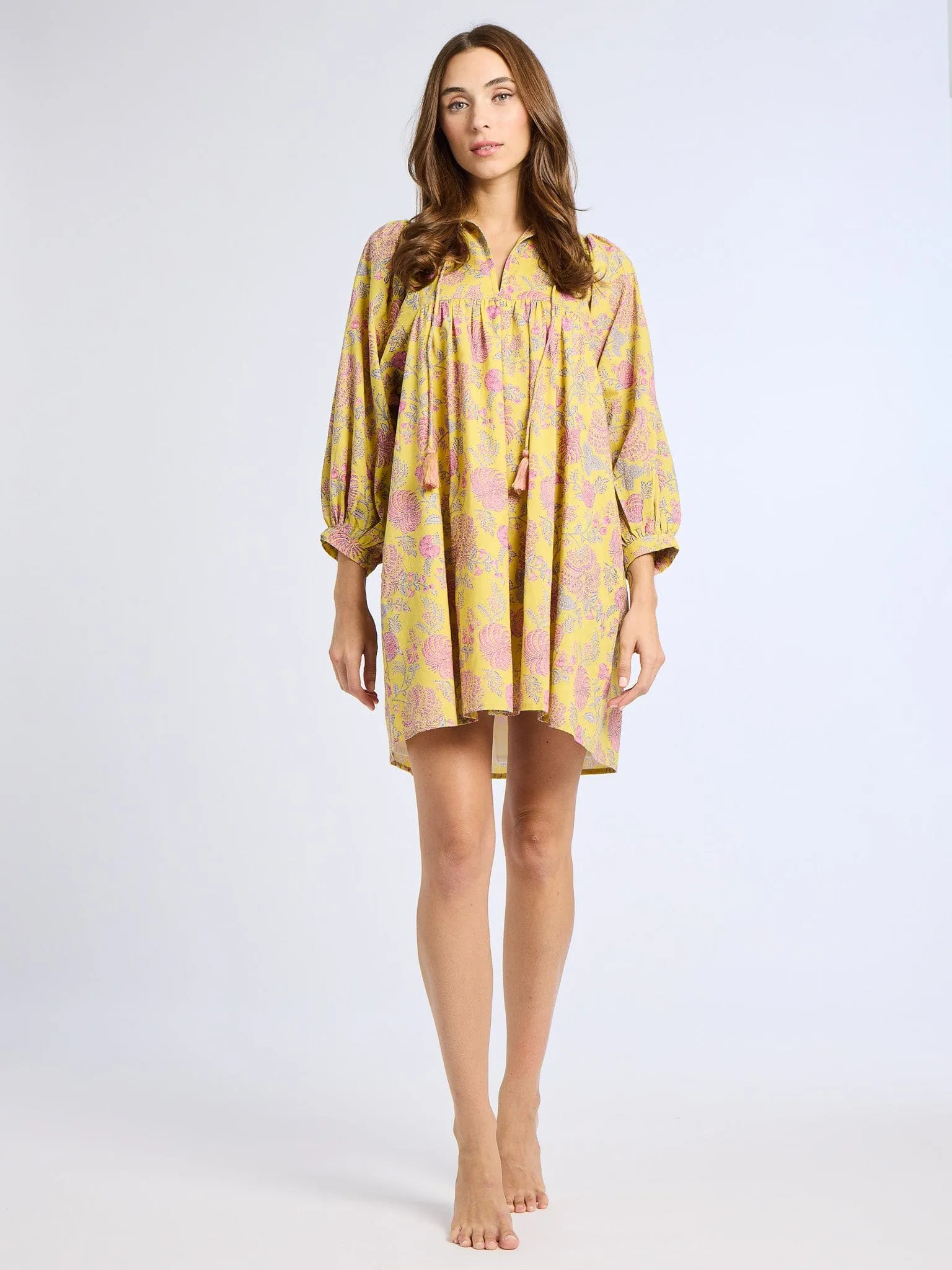 Soft Gradient Daisy Dress in Citron Floral