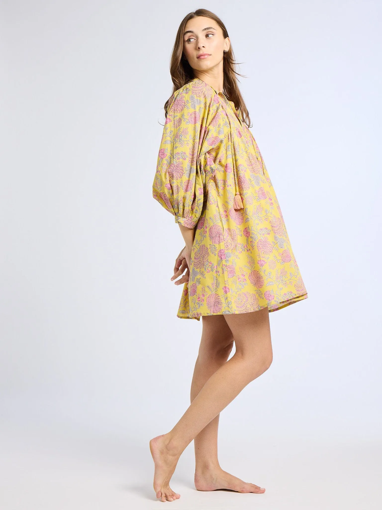 Church Scene Daisy Dress in Citron Floral