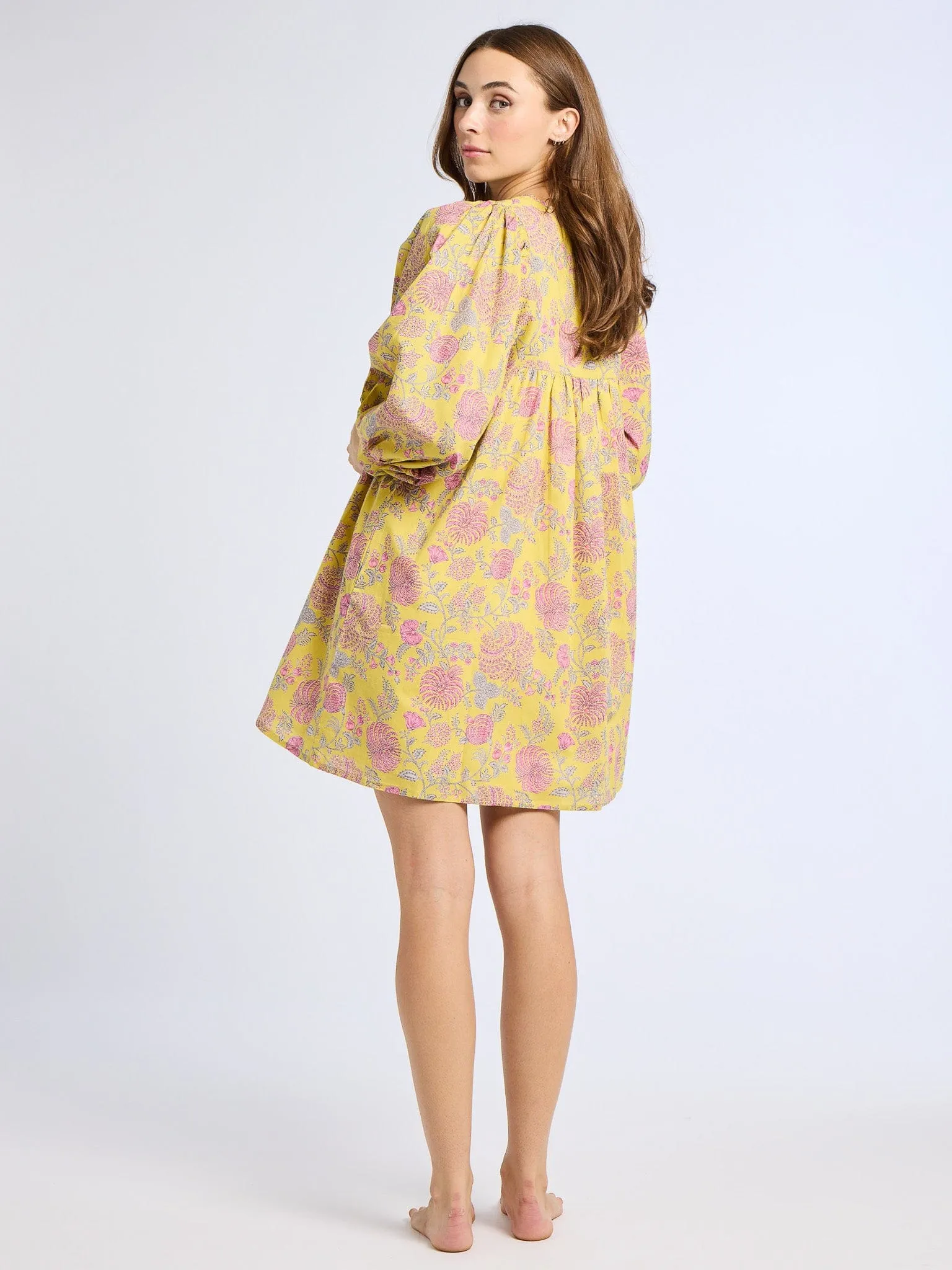 Daisy Dress in Citron Floral Layered Comfort Wear City Bright