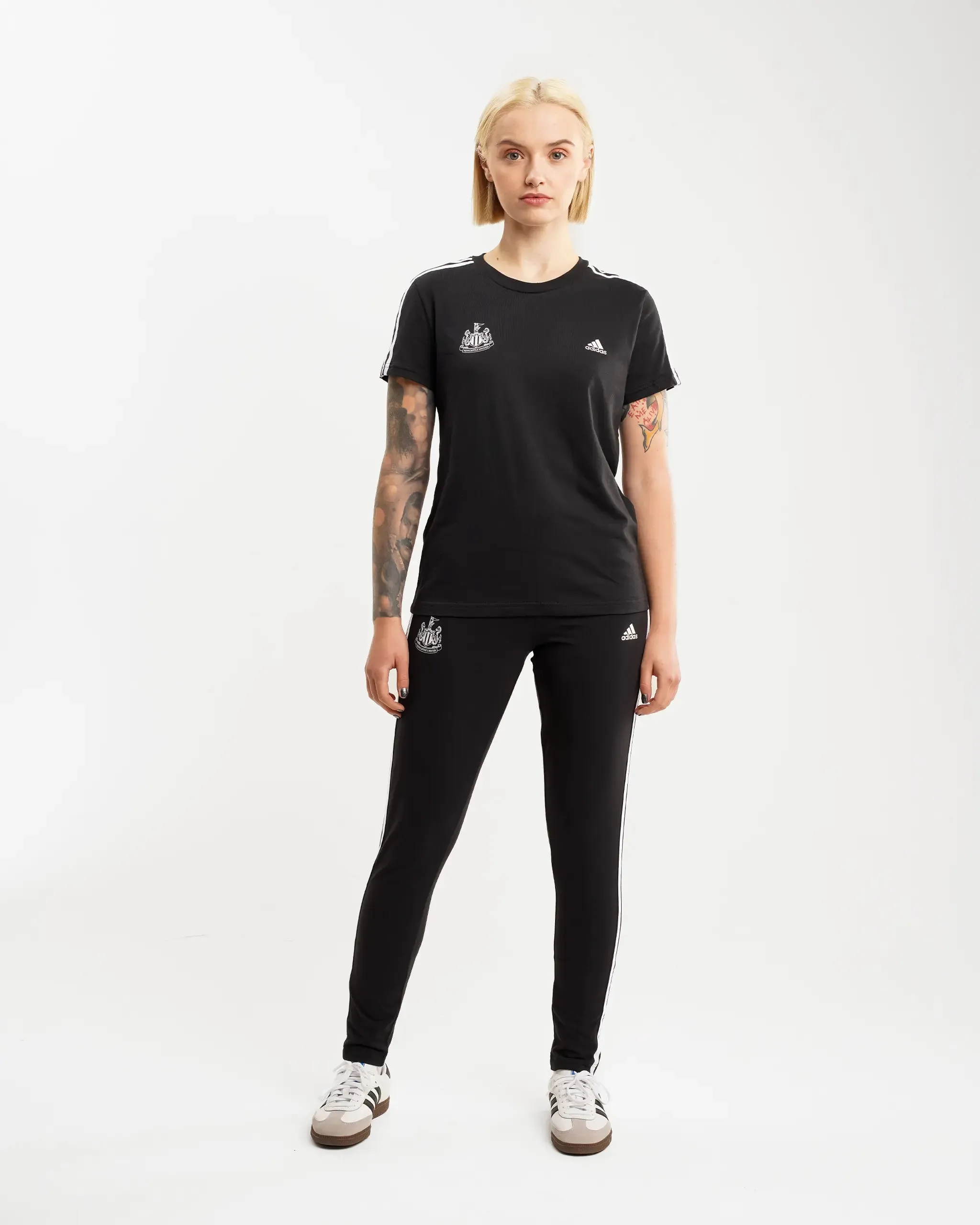 EasyCareFinish Newcastle United adidas Women's Essentials Slim 3-Stripes Black T-Shirt