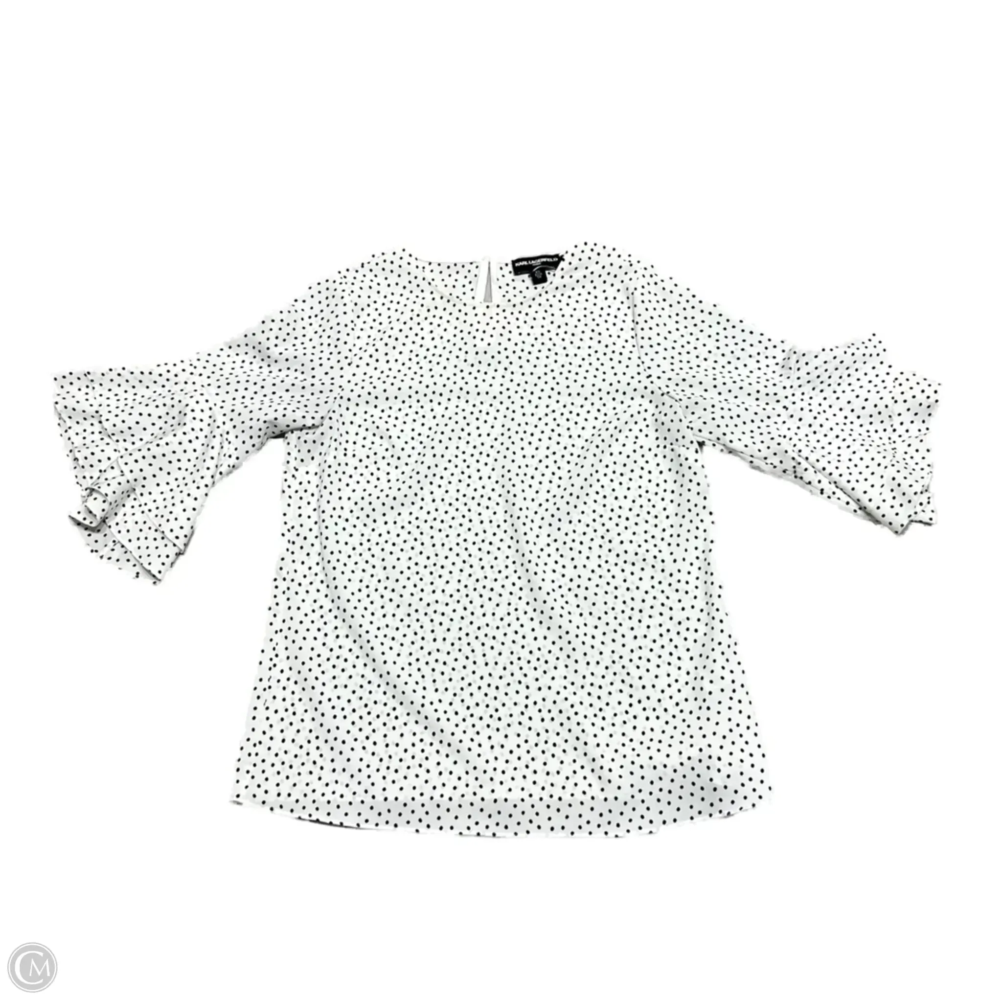 easy to pair Top Short Sleeve Designer By Karl Lagerfeld In Polkadot Pattern, Size: Xs