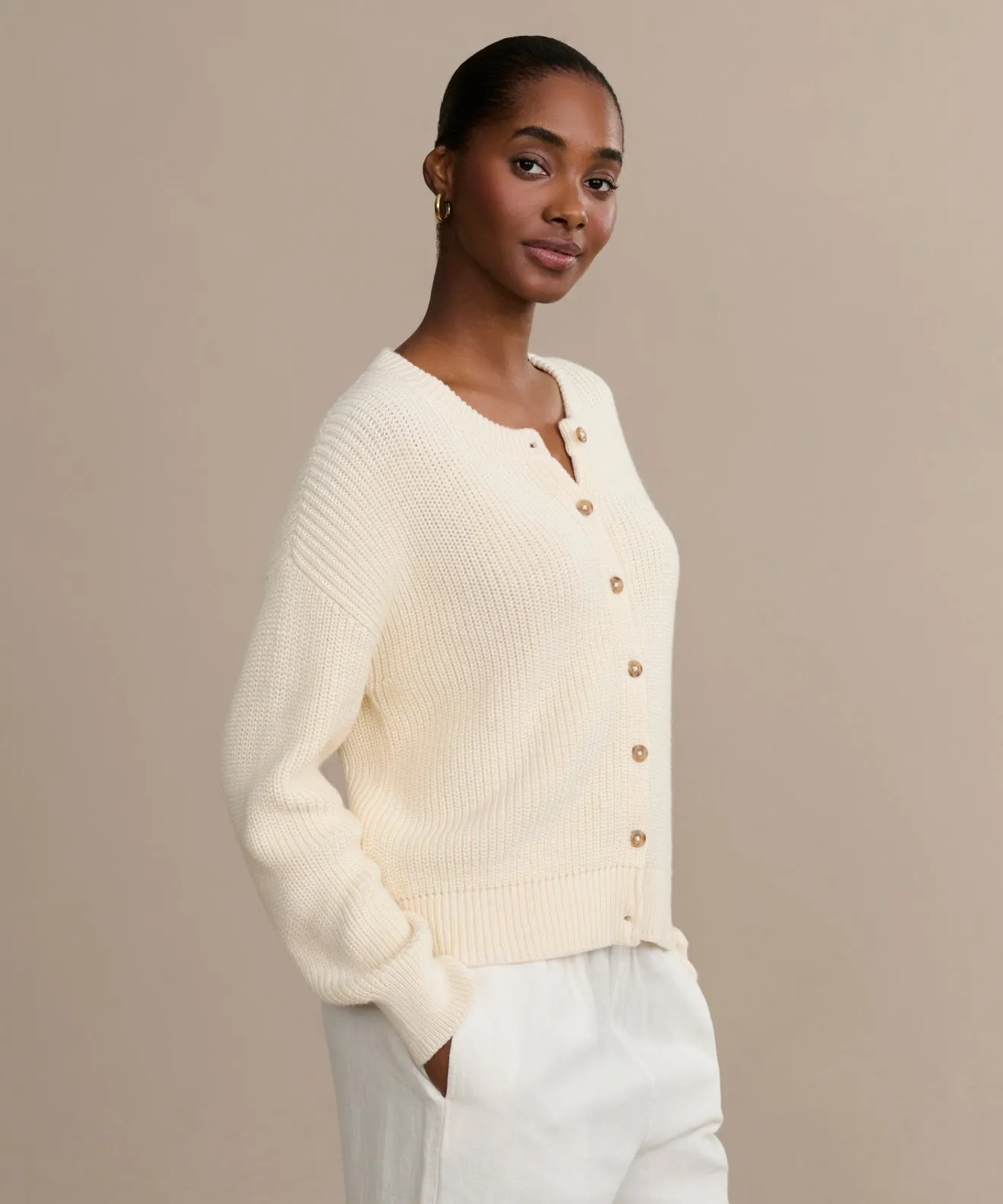 Cotton Hayes Crewneck Cardigan Cozy Performance Wear Cozy Design Wear