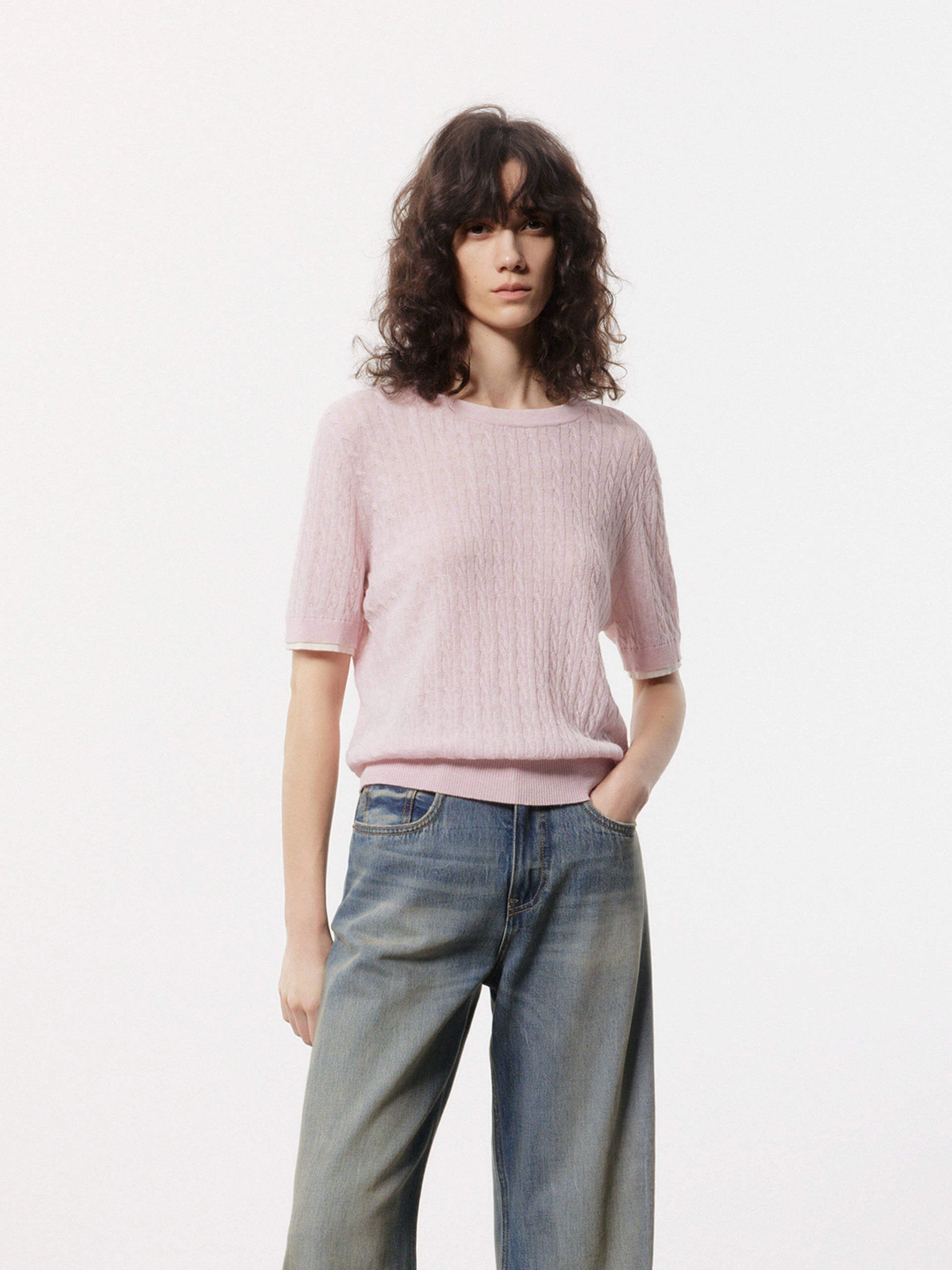 Anti Fade Colorfast Temperature Balancing Cotton Linen Knit Top
