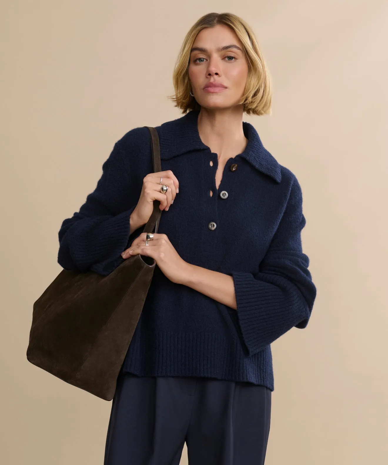 Cozy Waistband Elastic Fit Cashmere Stevie Polo