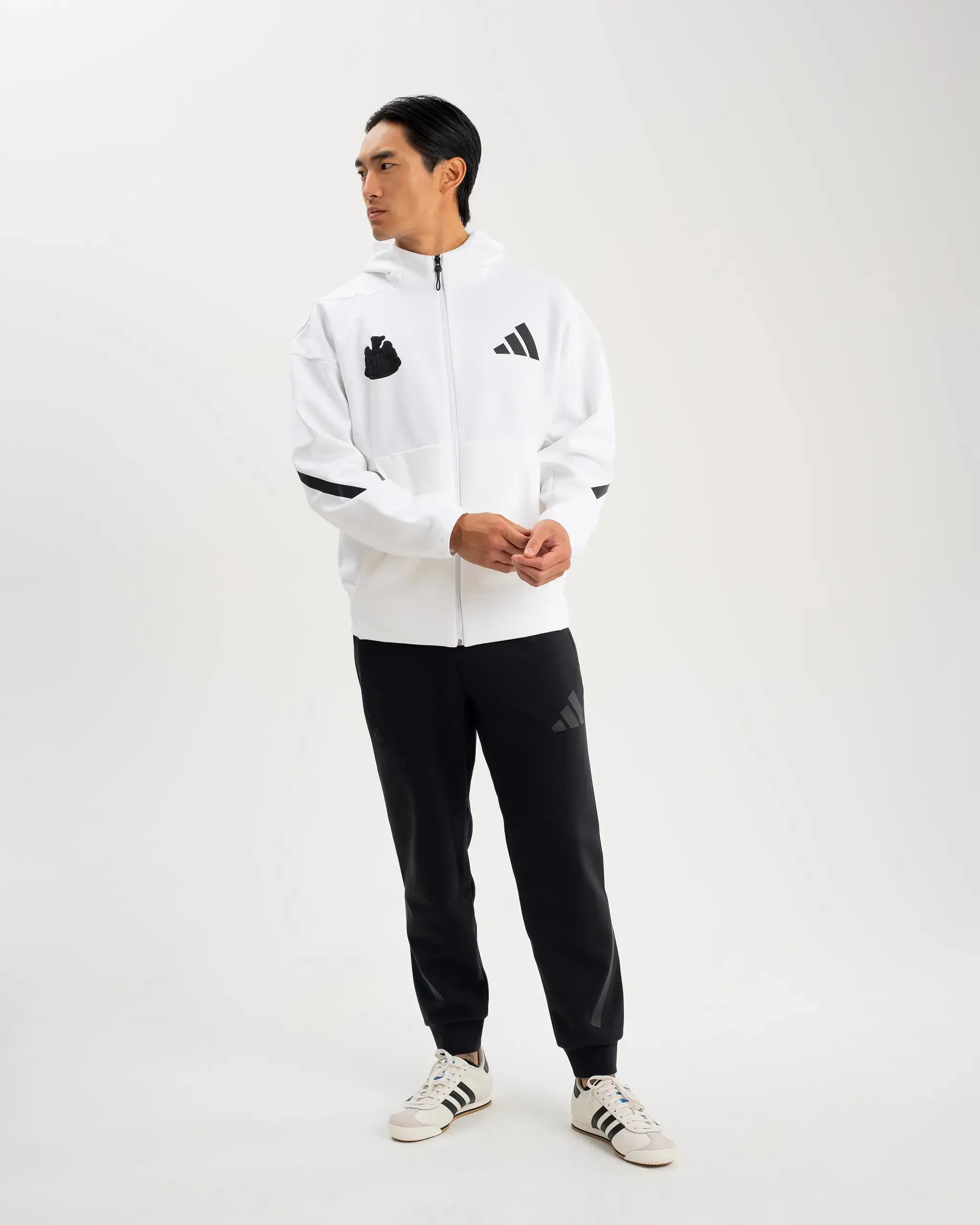 Newcastle United adidas Men's Z.N.E. White Full Zip Hoodie All Day Comfort Zero Pilling Guarantee