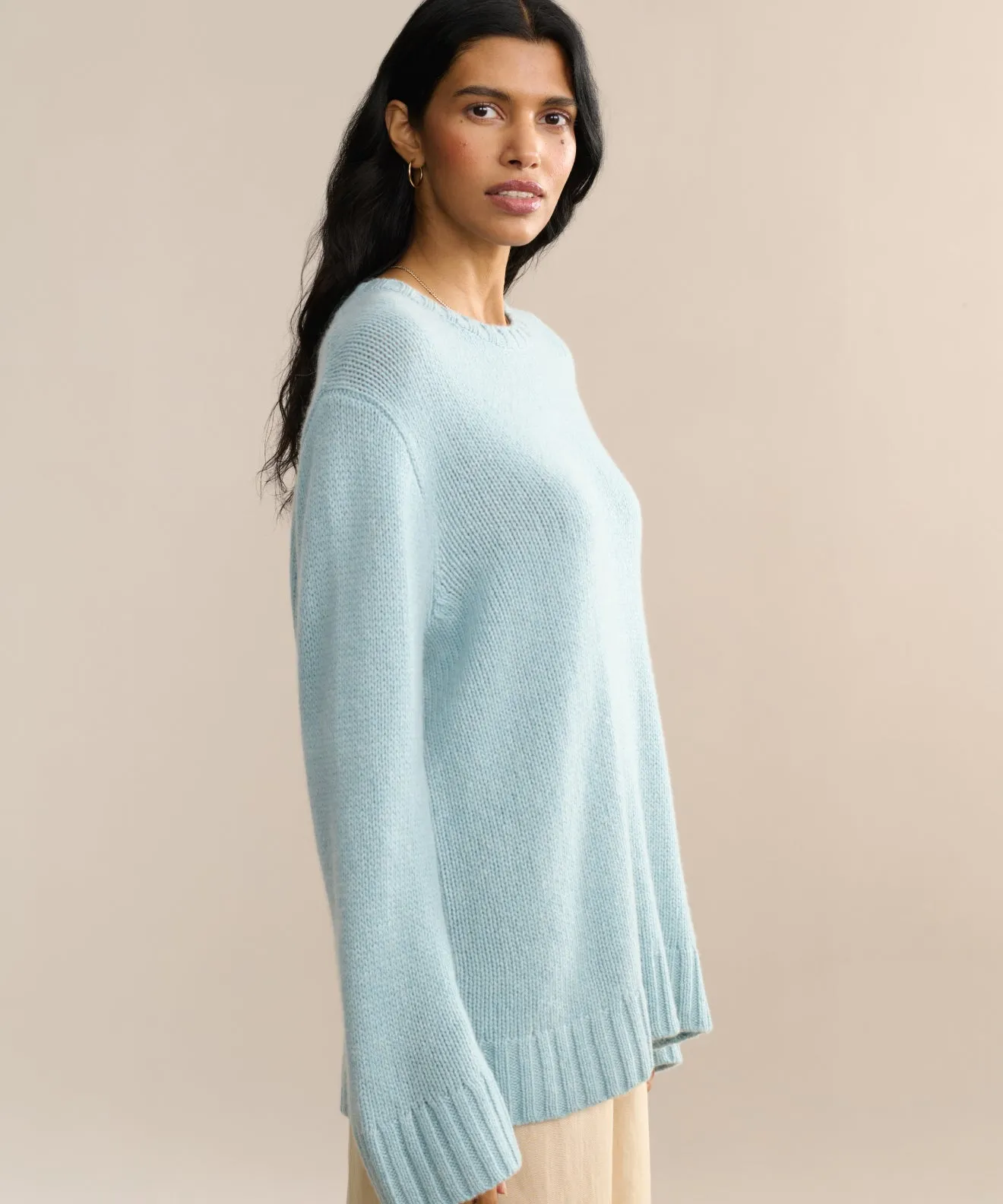 Cashmere Amelia Crewneck Textured Knit Chilly Layer