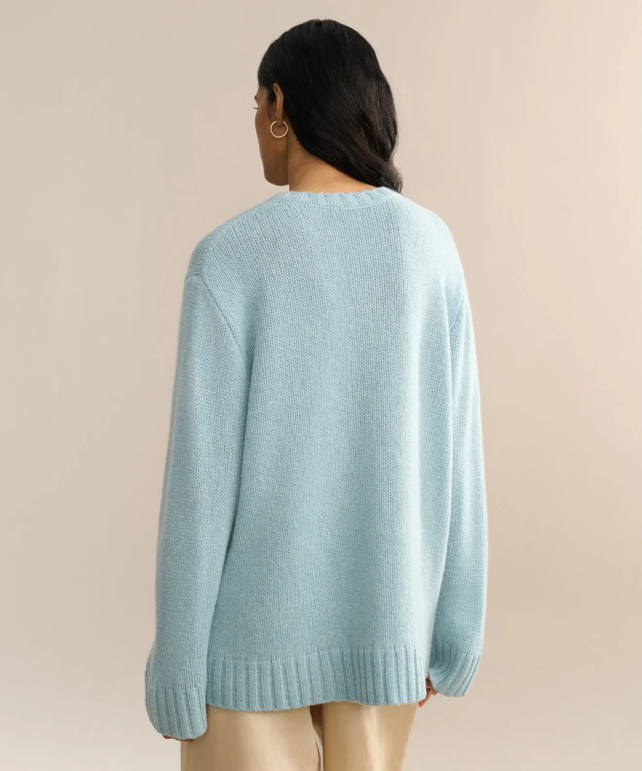 Cashmere Amelia Crewneck Thermal Lock Stitching Soft And Comfortable