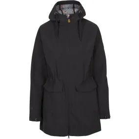 Trespass Womens Adelaide Softshell Long Jacket - Dark Grey Concealed Zippers Glossy Finish