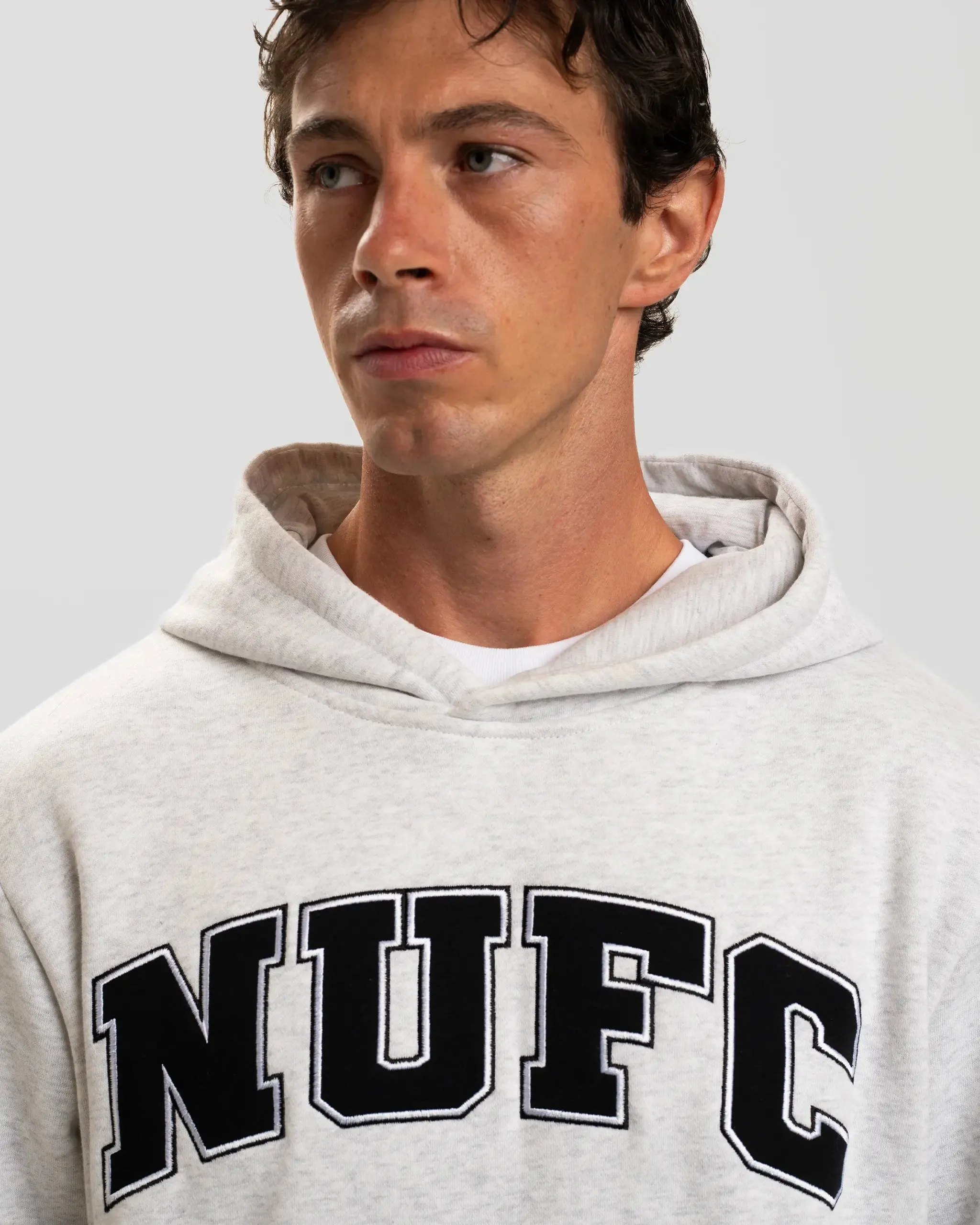 Newcastle United Adults NUFC Glacier Grey Hoodie Double Layered Knit