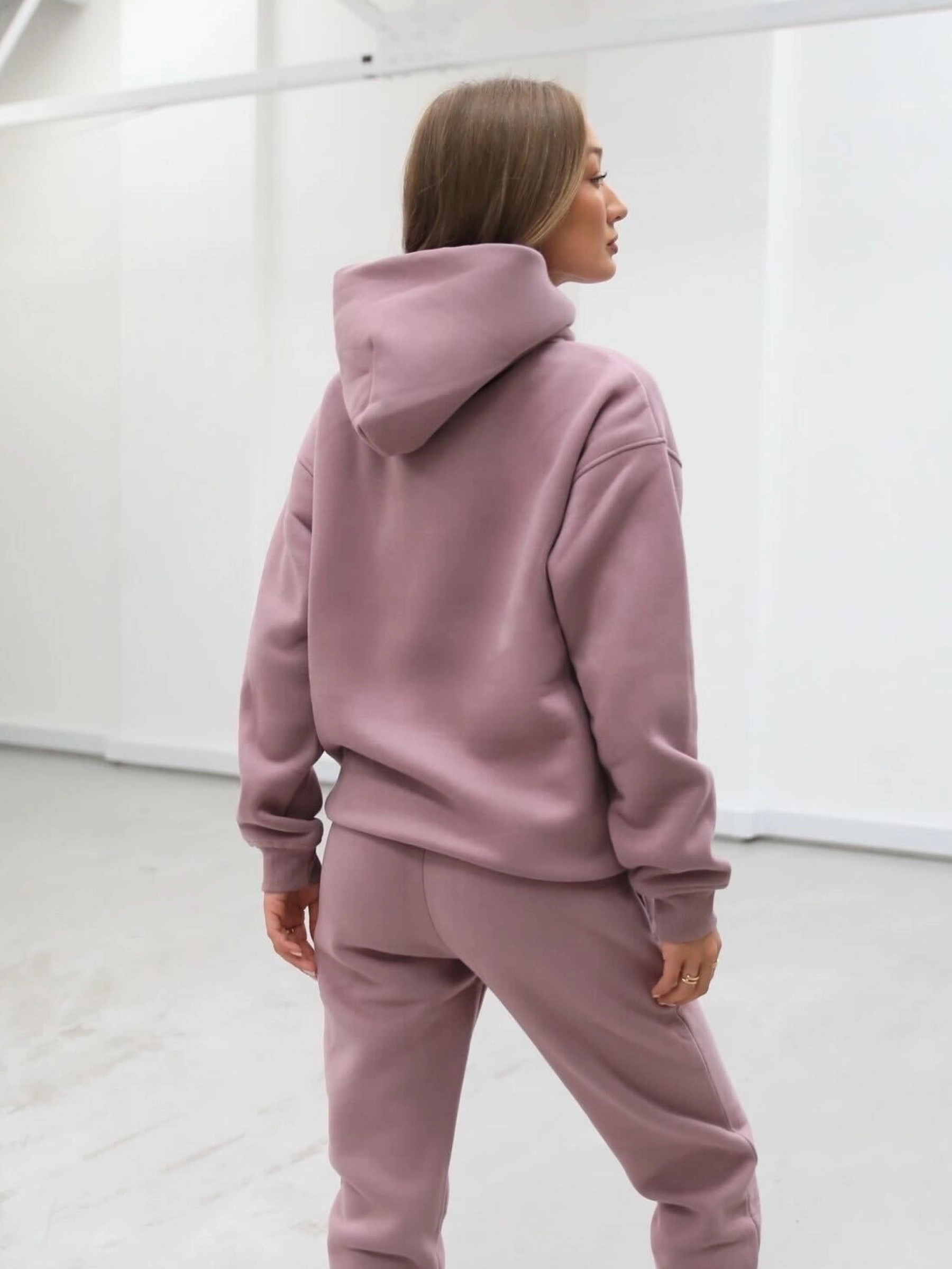 Dual Layered Fabric Heritage Oversized Hoodie - Dusty Pink