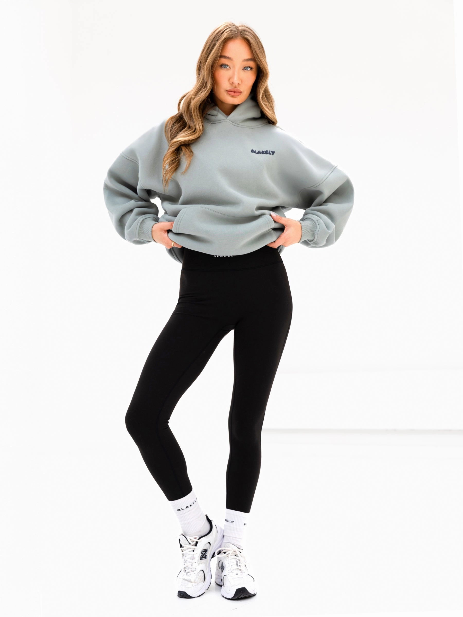 Cloud Print Oversized Hoodie - Mineral Blue Brushed Interior Safari Style