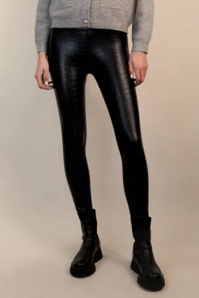 Work Friendly Croc Black Biker Leggings