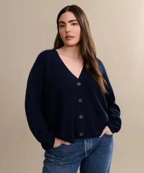 Elastic hem Ergonomic Sleeve Engineering Cropped Cashmere Cocoon Cardigan
