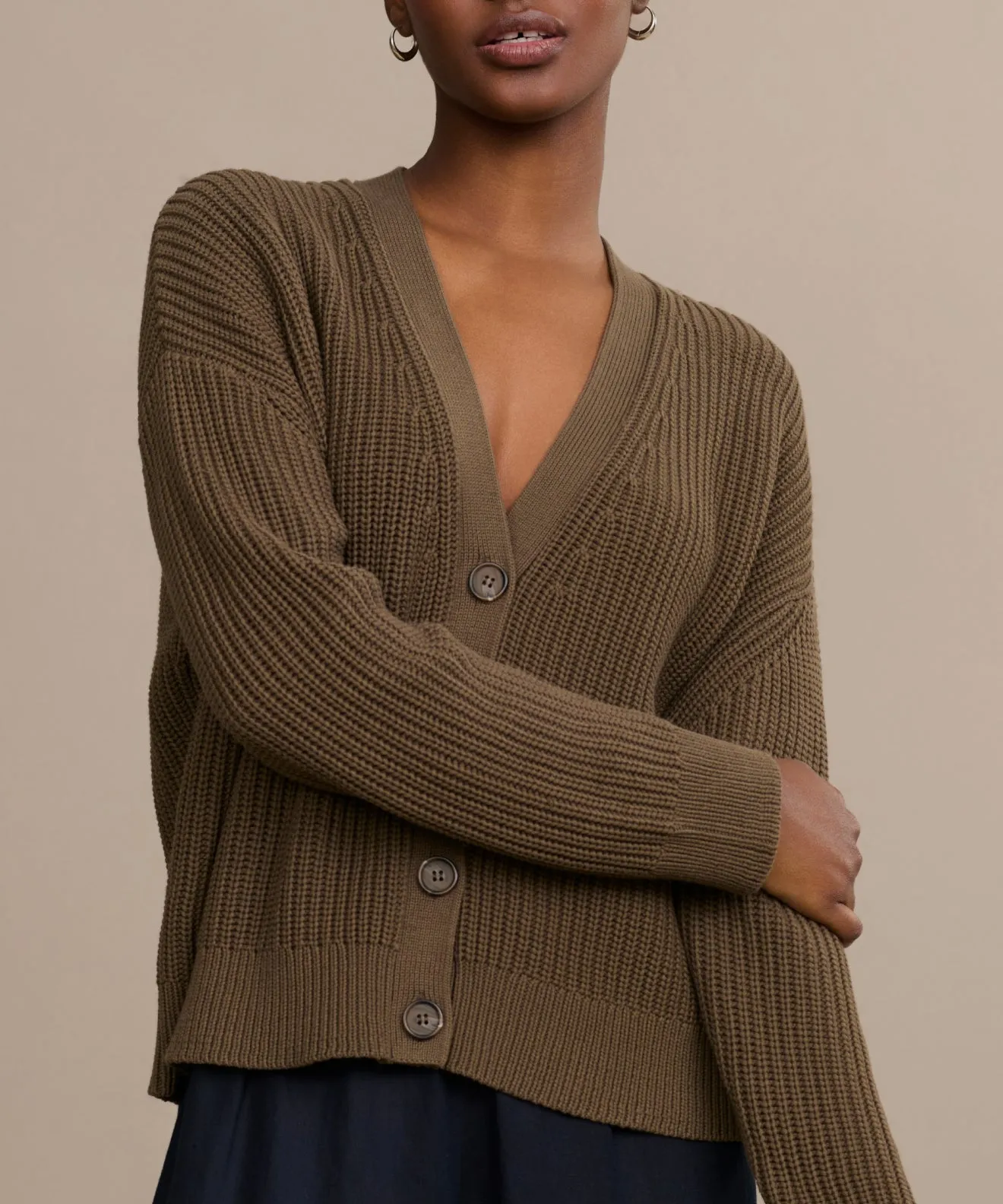 Sporty Design Cropped Cotton Cocoon Cardigan