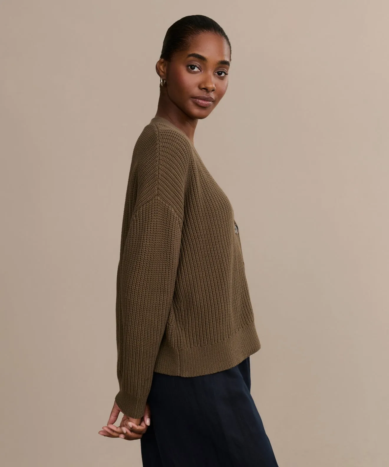 Perfect Design Warm Flex Cropped Cotton Cocoon Cardigan