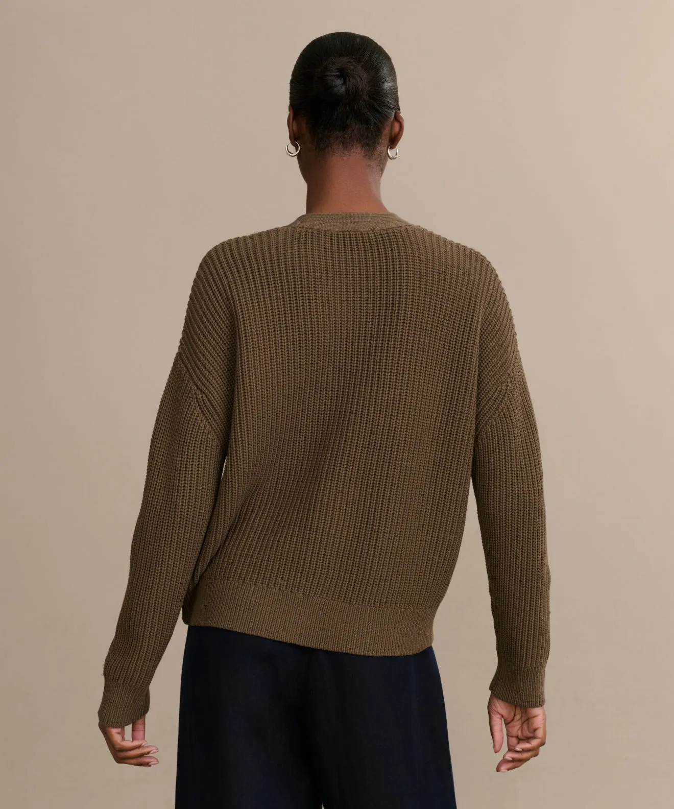 Layering pieces Double Layered Collar Cropped Cotton Cocoon Cardigan
