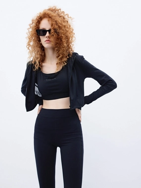 Layered Knit Technology Comfort Fit Design Cropped Hood Jacket with Tank Top