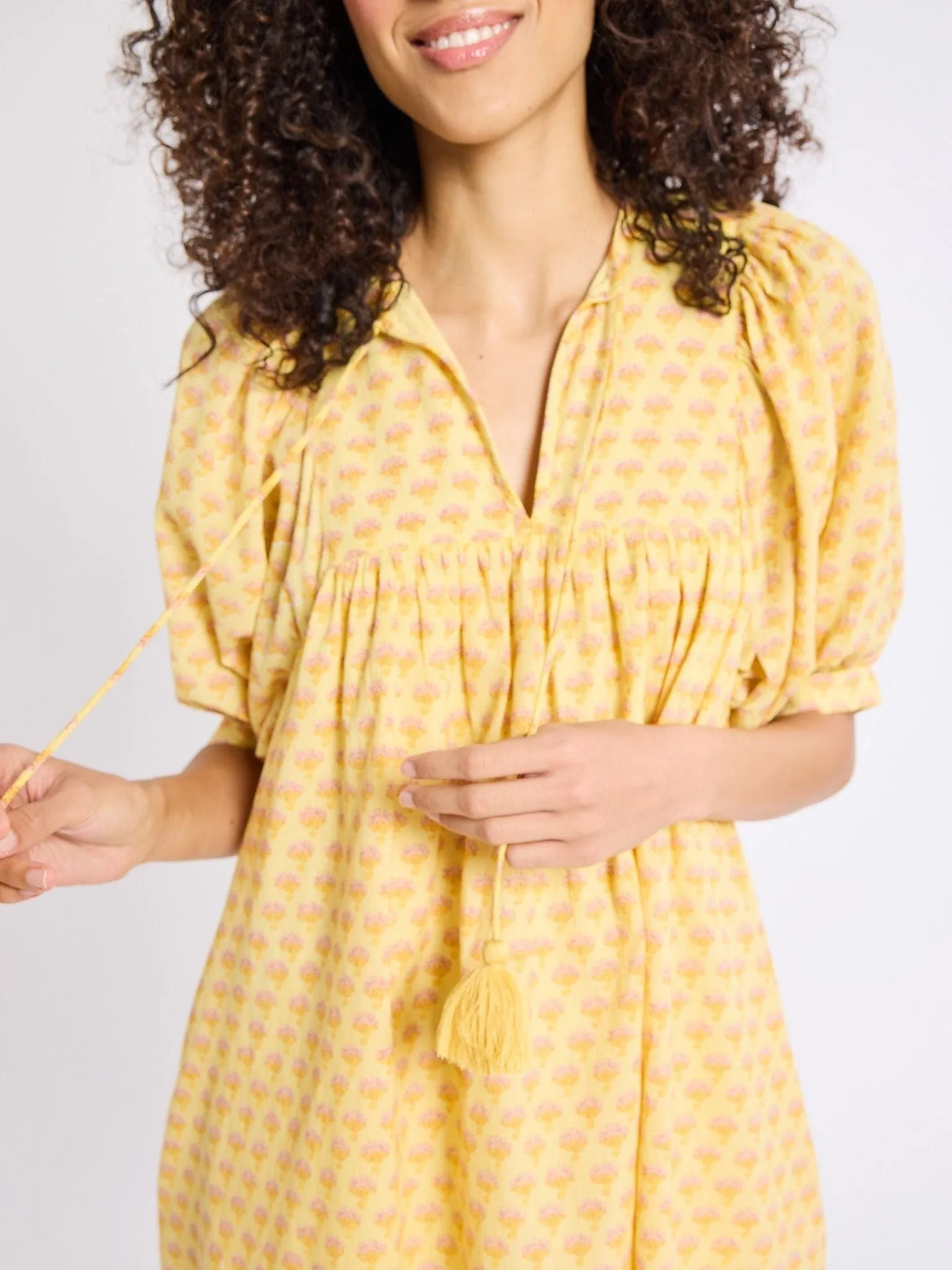Saffron Dress in Buttercup Calm Tone Sharp Mood