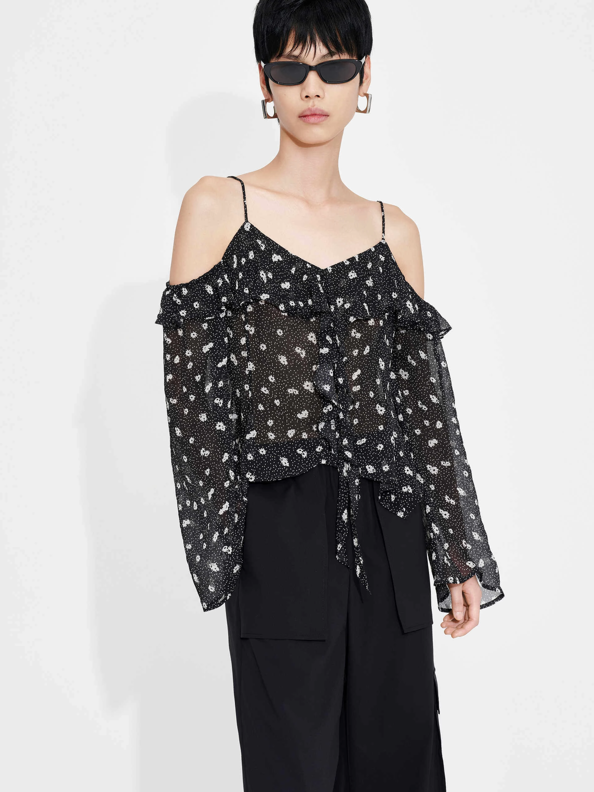 Anti Chafe Seam Cut Shoulder Printed Top