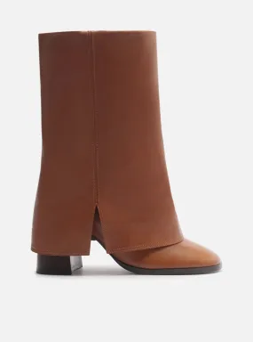 Casual Gathering Harper Mid Block Leather Boot