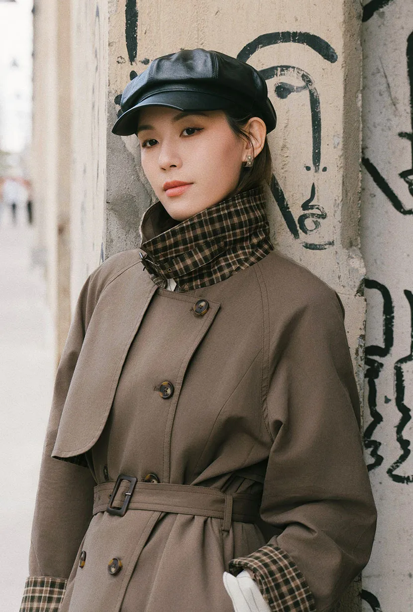 Hagar Trench Coat - Olive Brown Relaxed Fit Structure