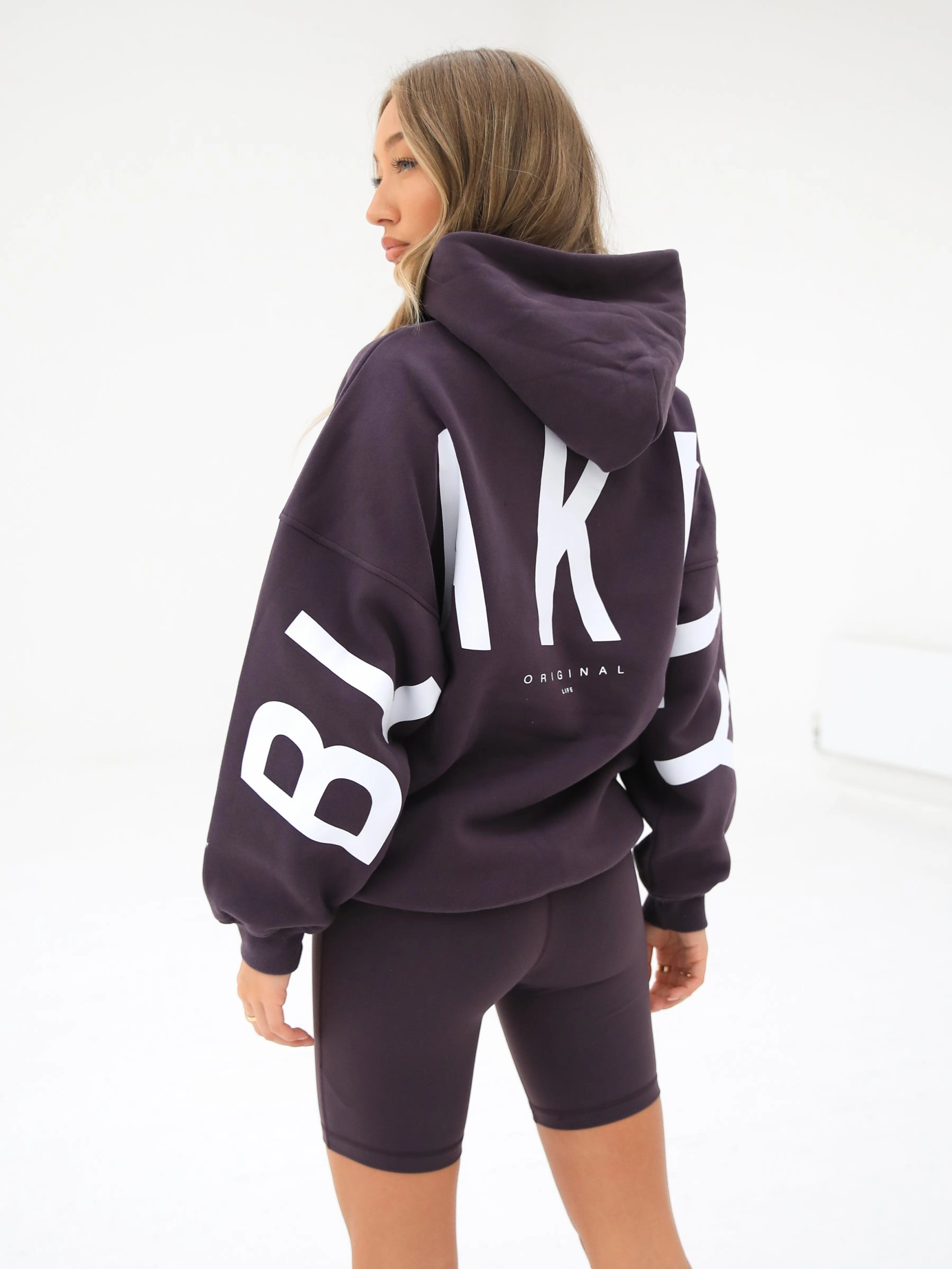 Double Layer Hood Dromedary like Isabel Oversized Hoodie - Plum