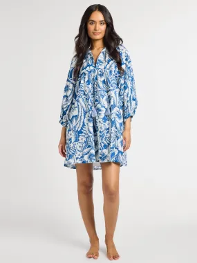 Daisy Dress in Blue Hibiscus Night Party