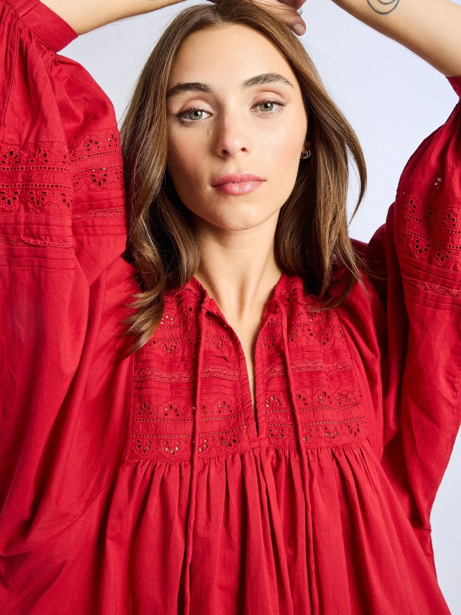Wool-Blend Lounge Moment Daisy Dress in Cherry Lace