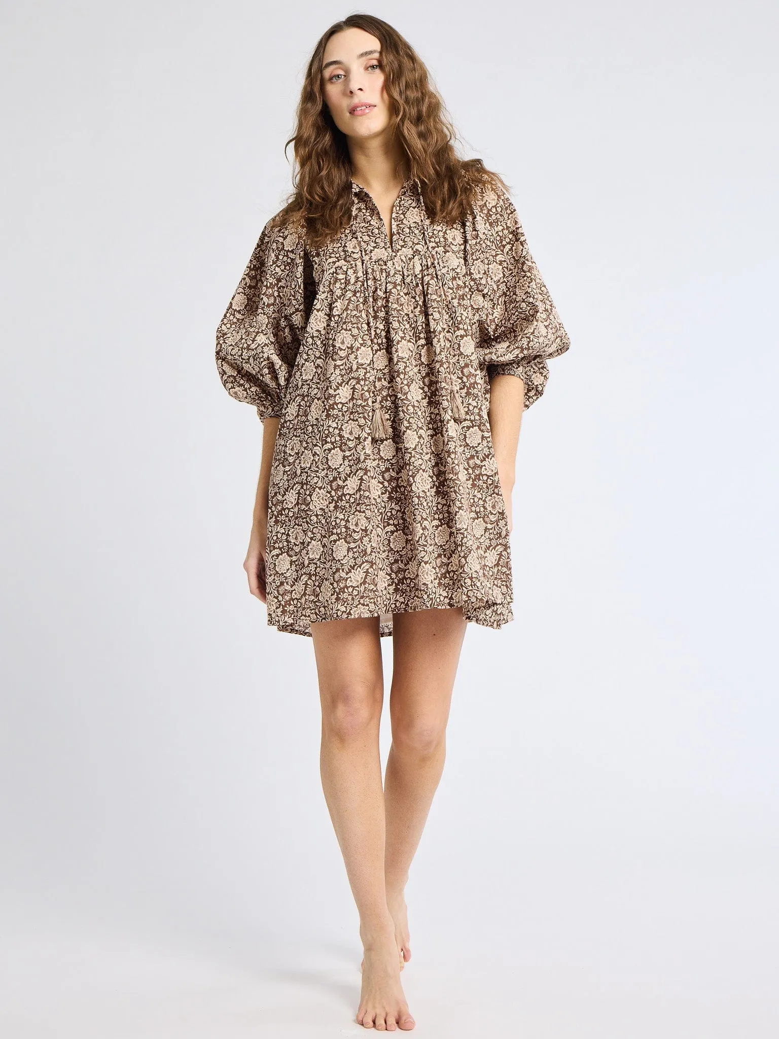 Daisy Dress in Cocoa Floral Cool Draping Fresh Fit