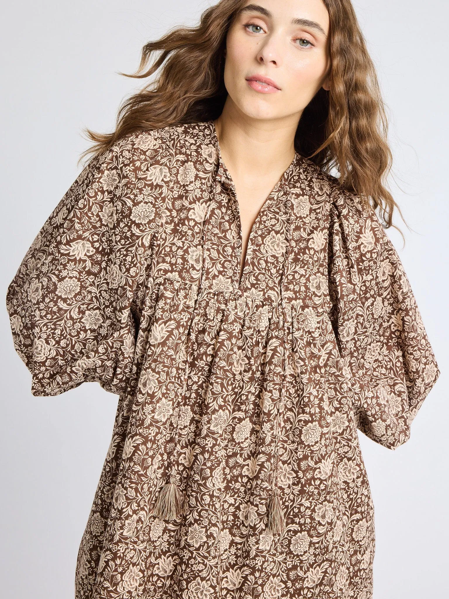Daisy Dress in Cocoa Floral Bold Touches