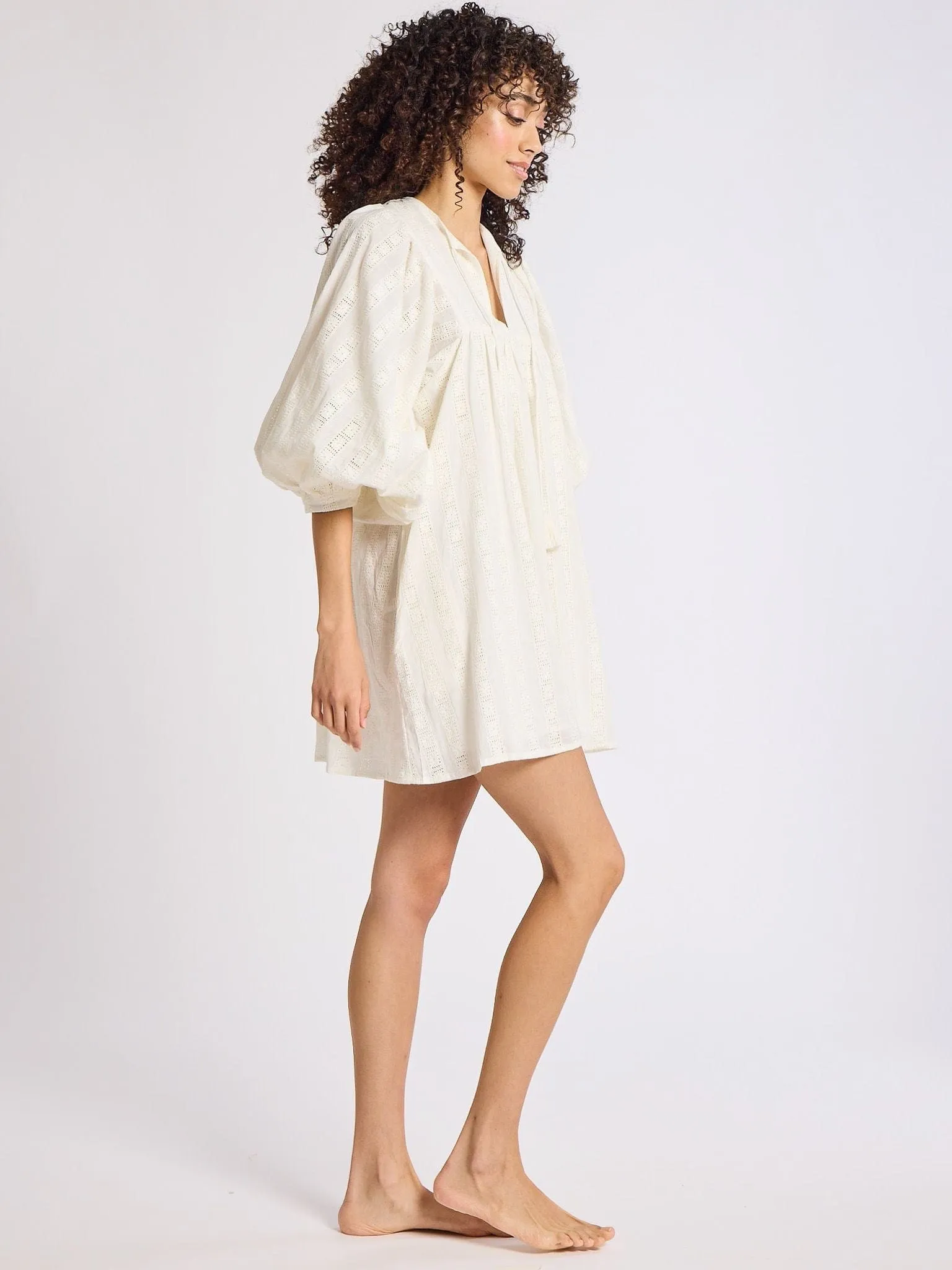 Basic Warm Daisy Dress in Ivory Eyelet