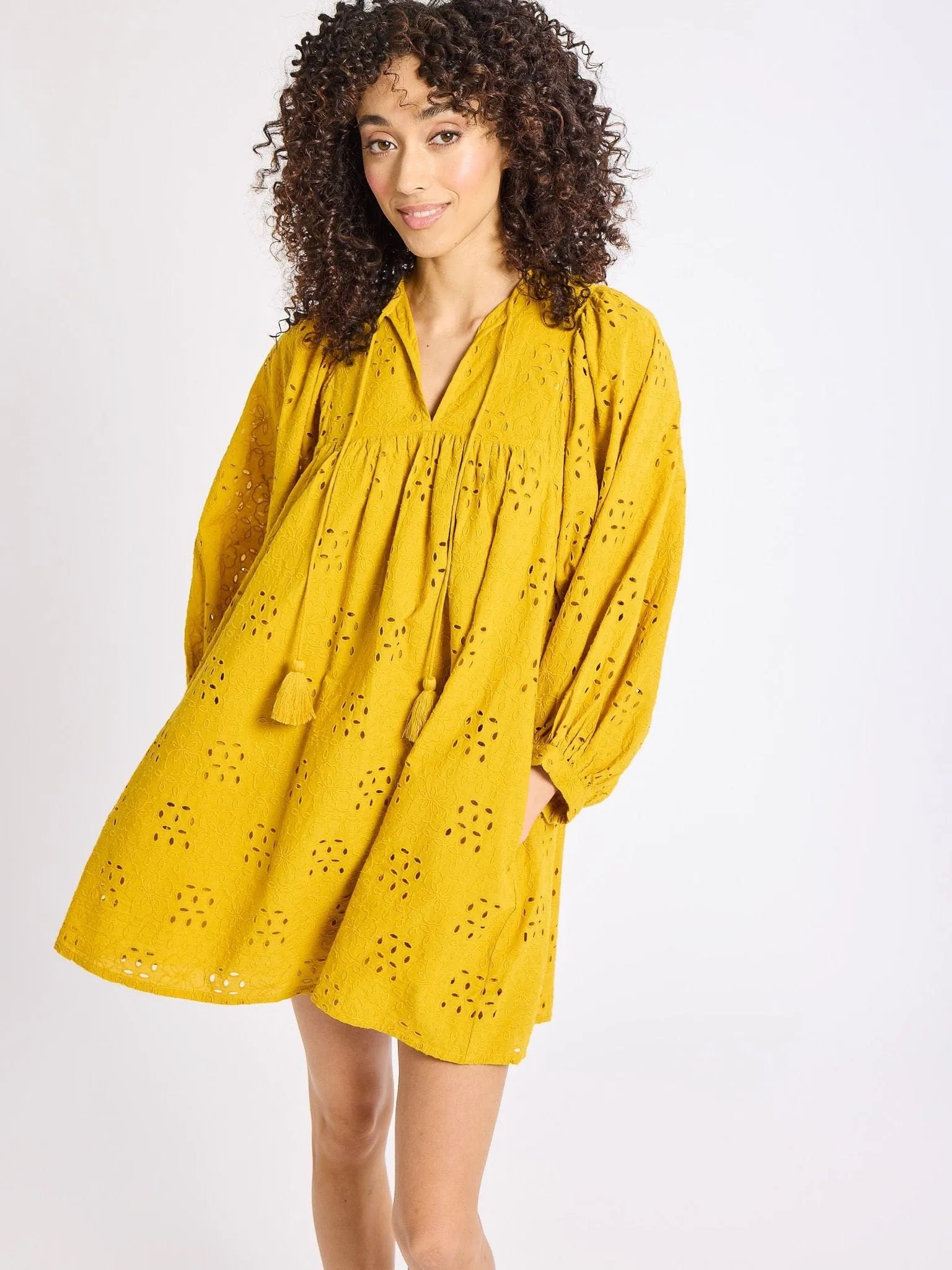 Daisy Dress in Marigold Eyelet Light Outfit Walk Easy