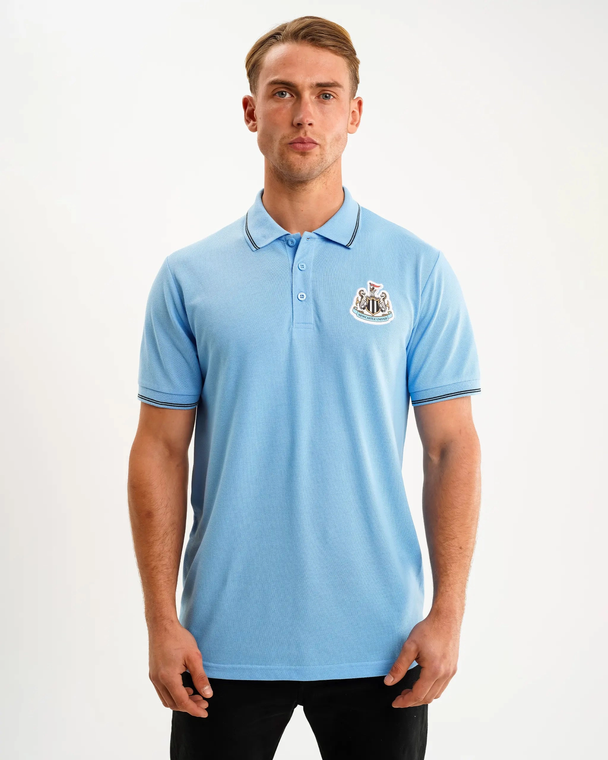 Fashion Basics Soft Texture Newcastle United Men's Blue Terrace Pique Polo Shirt