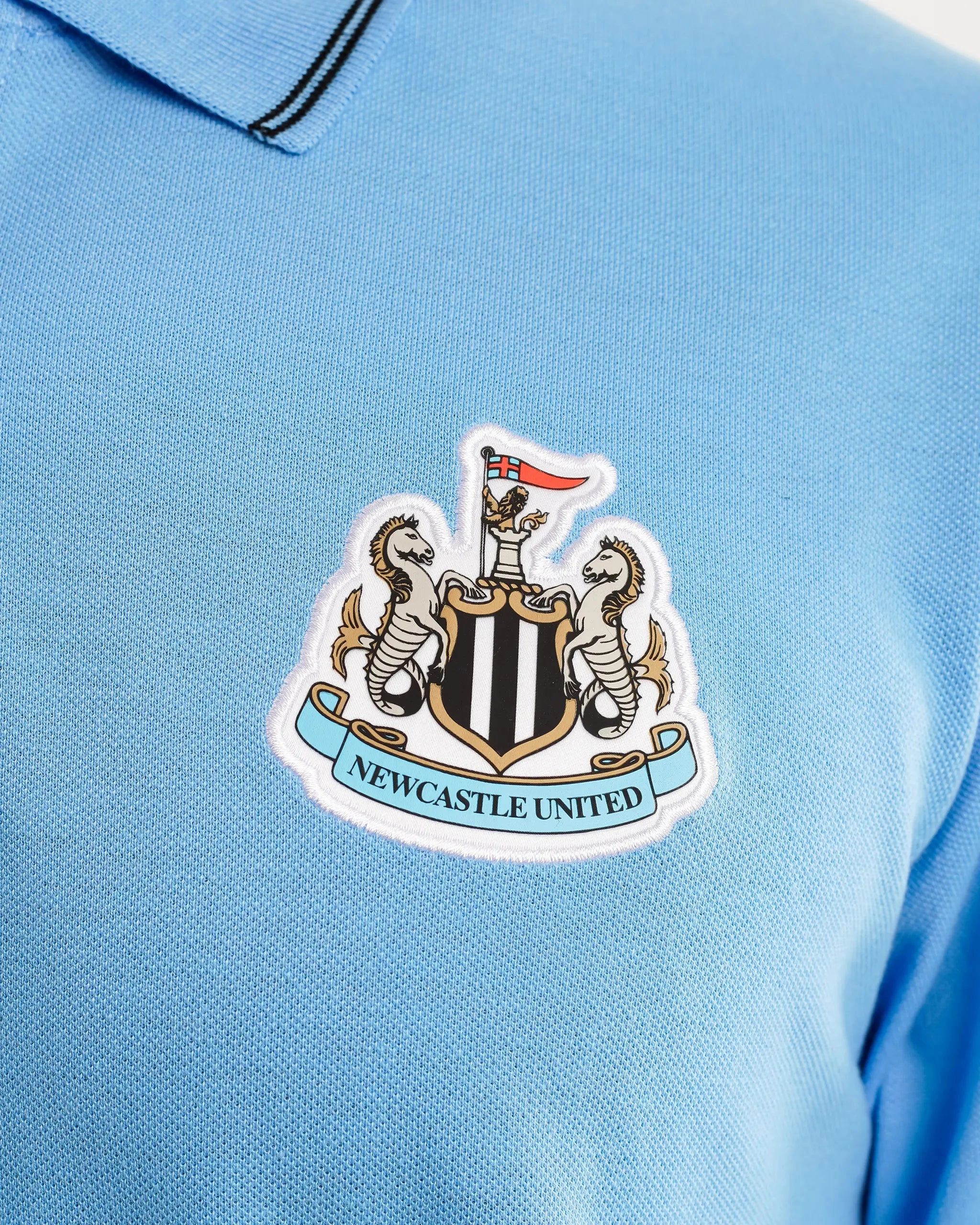SoftCheckered Weave Newcastle United Men's Blue Terrace Pique Polo Shirt