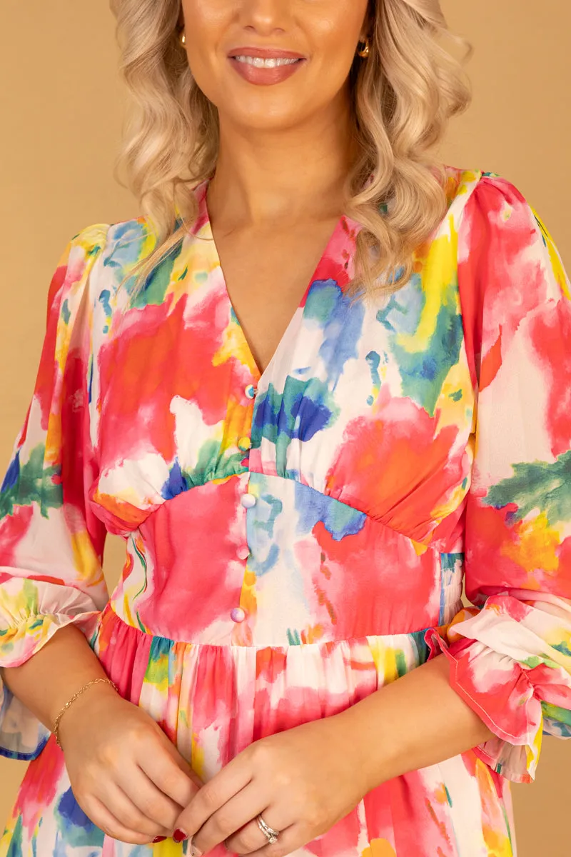 Tie-Detail Dee Multi Colour Midi Dress