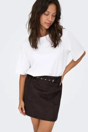 Reinforced Hems Diane Brown Faux Suede Belted Skirt