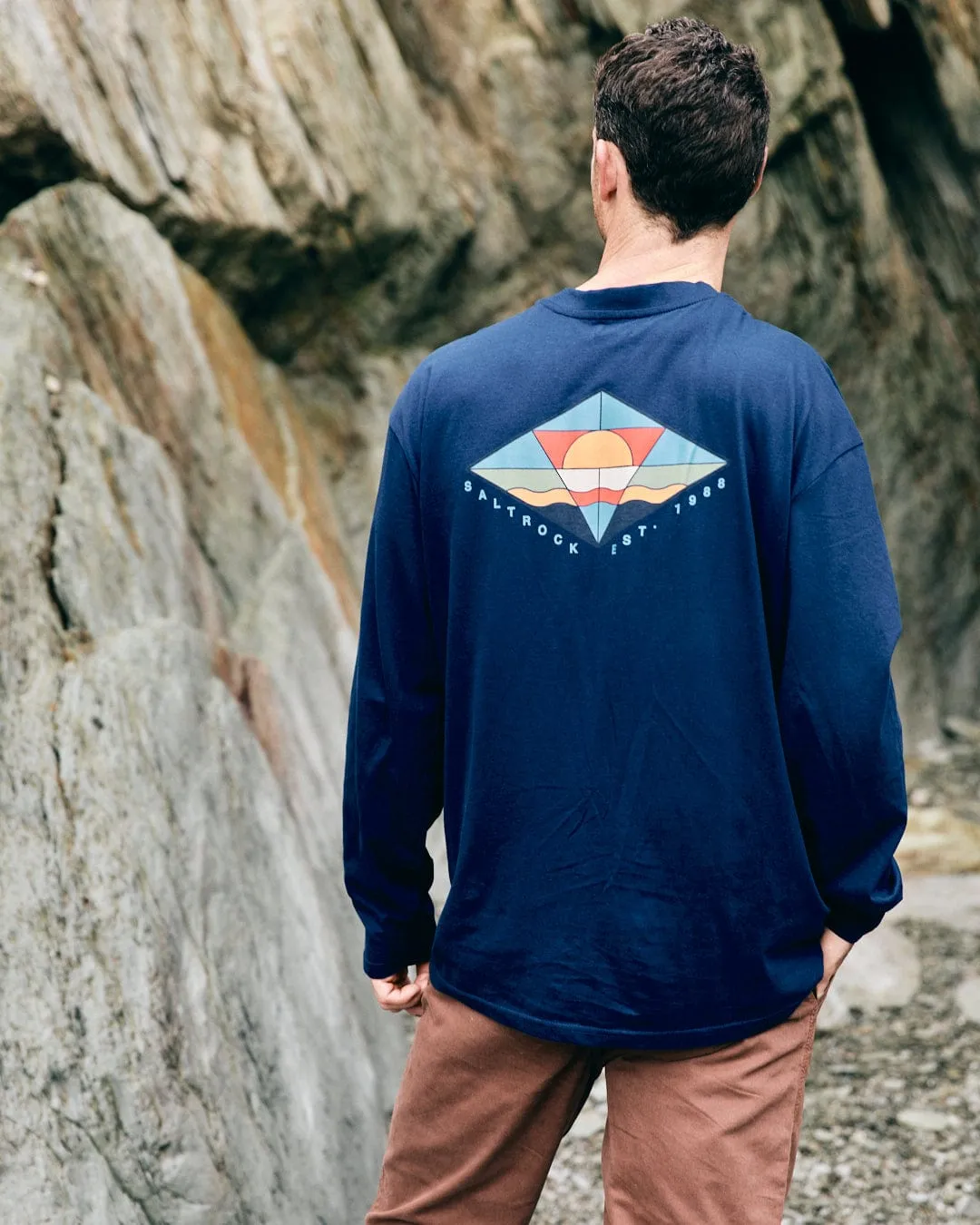 Dimensions Colour - Mens Long Sleeve T-Shirt - Blue No Shrink Fabric