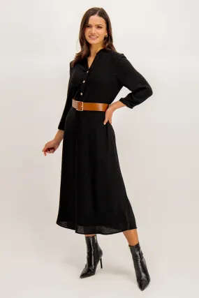 Lix Black Belted Midi Dress Tall Fit Elegant formal piece