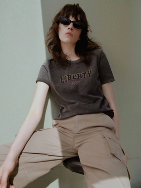 Temperature Control Fabric Thermal Insulation Layer Distressed Effect Cotton T-shirt