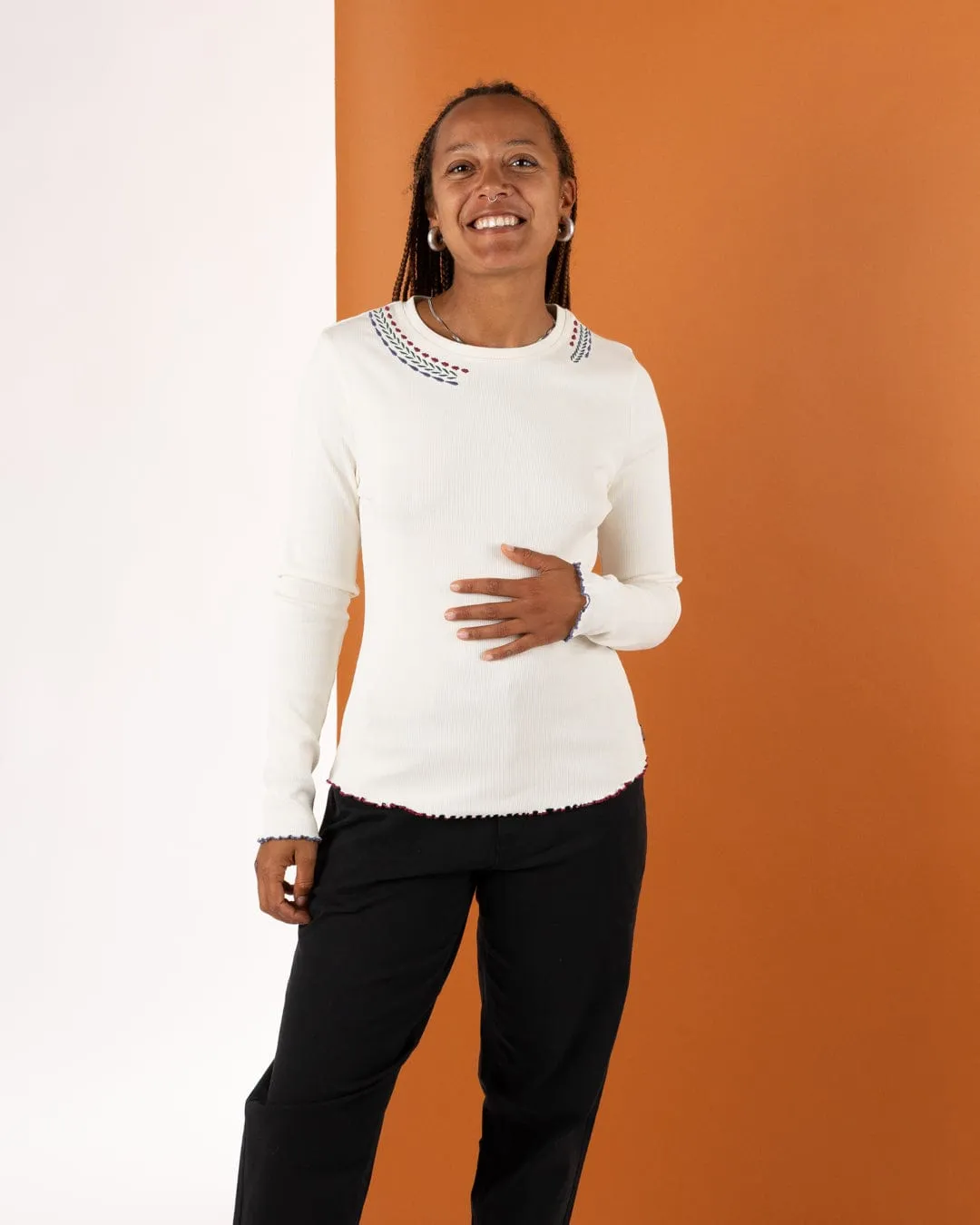 Dixie - Womens Long Sleeve T-Shirt - Cream Classic Trend Look Perfect Comfort Wear