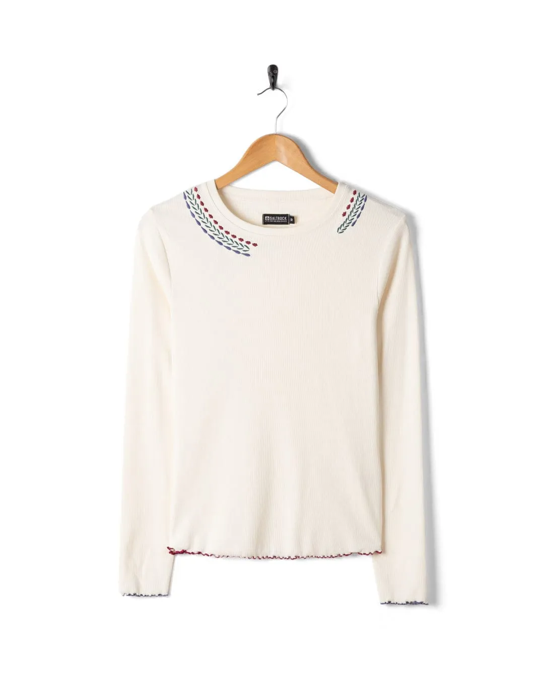 Dixie - Womens Long Sleeve T-Shirt - Cream Wrinkle Resistant Cloth Workout