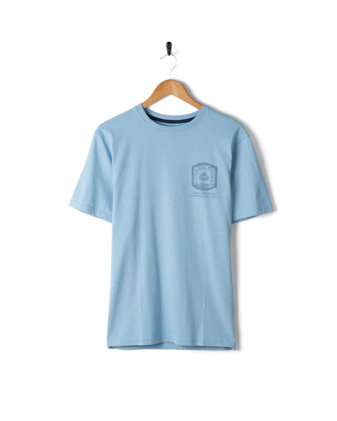 Cold Water Cures - Mens Short Sleeve T-Shirt - Blue Comfy Casual Wear spandex blend