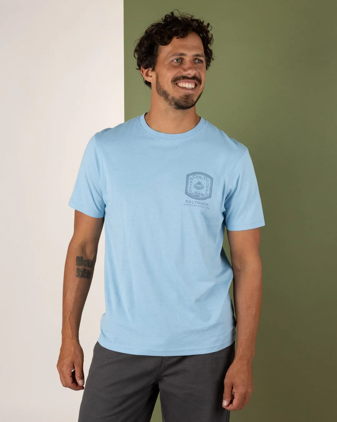 Thermal Regulation Layer Cozy Wear Cold Water Cures - Mens Short Sleeve T-Shirt - Blue