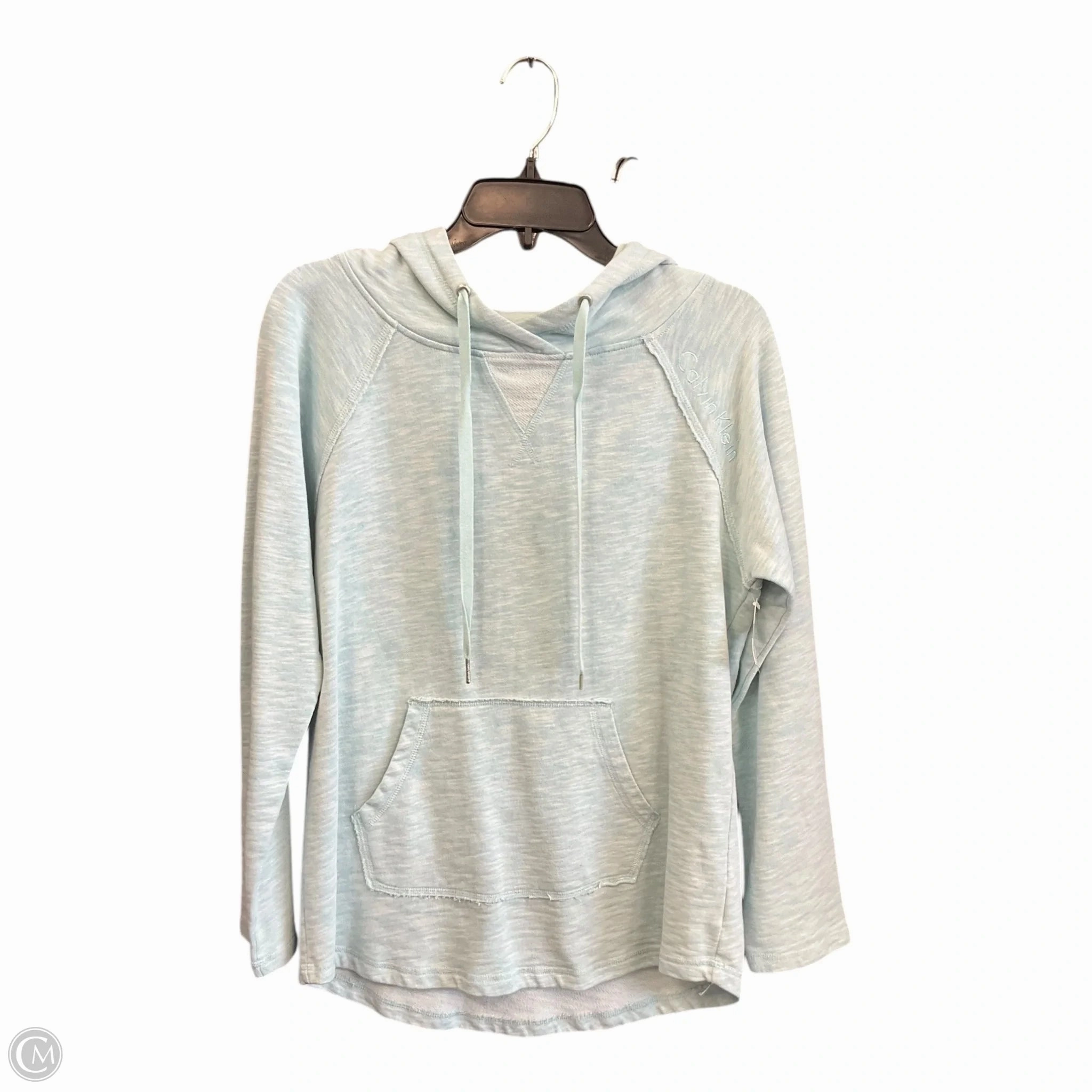 Summer Sweater RaglanSleeve Athletic Sweatshirt Hoodie By Calvin Klein In Aqua, Size: S