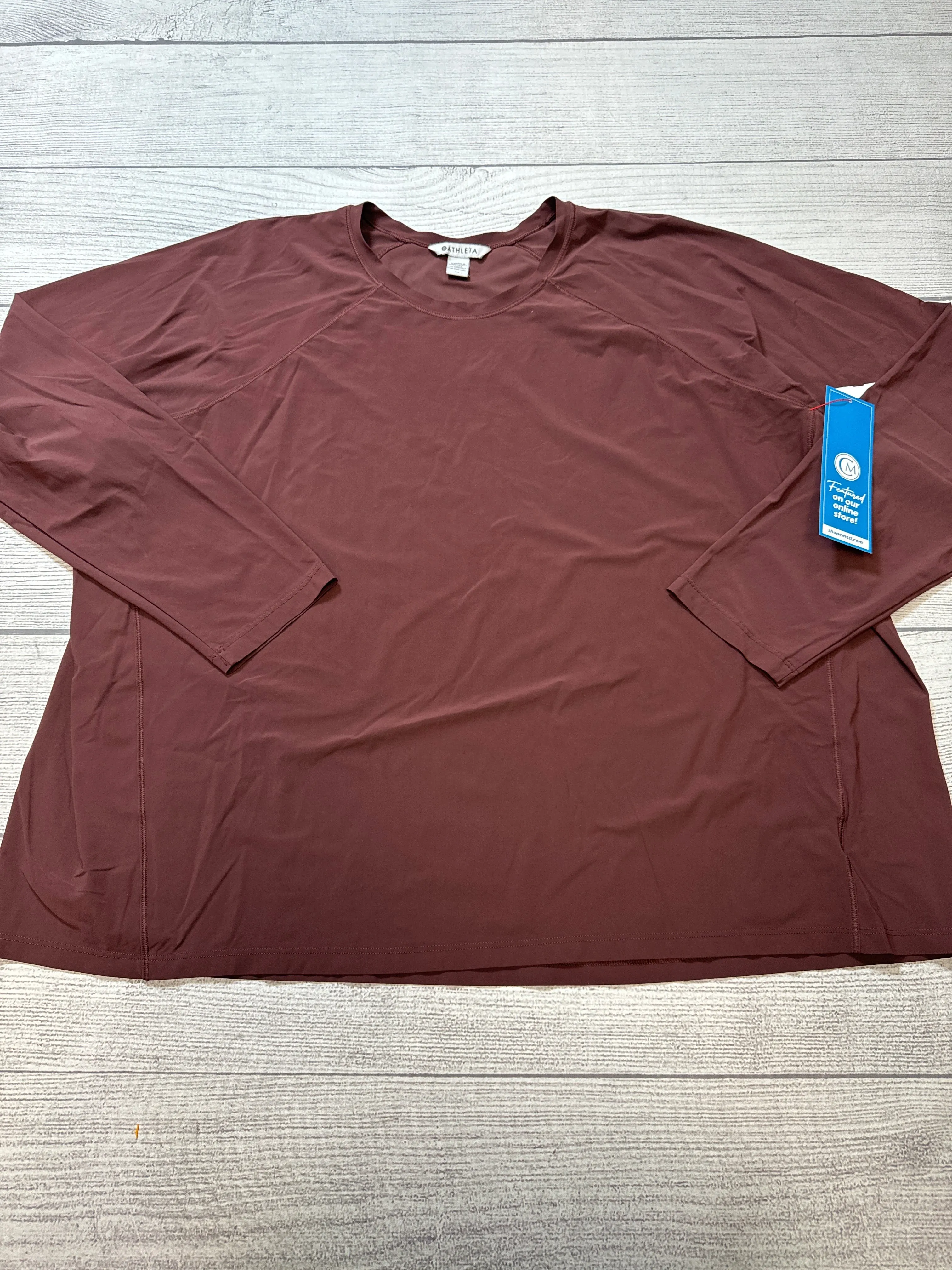 Athletic Top Long Sleeve Crewneck By Athleta In Brown, Size: 3x ButtonFront