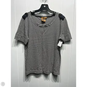 Versatile and Comfortable Top Short Sleeve Designer By Tory Burch In Blue & White, Size: M