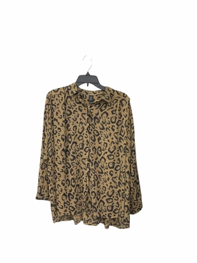 FadeResistant Elastic Edge Binding Blouse Long Sleeve By Chicos In Animal Print, Size: M