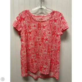 Sleek Fit Wear Anti Pilling Fabric Top Short Sleeve Designer By Lilly Pulitzer In Red & White, Size: S
