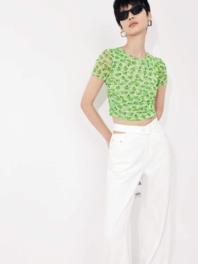 Floral Print Pleated Top Layered Knit Technology anti slip grip